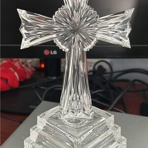Lenox Silver Glass Art Cross Sculpture